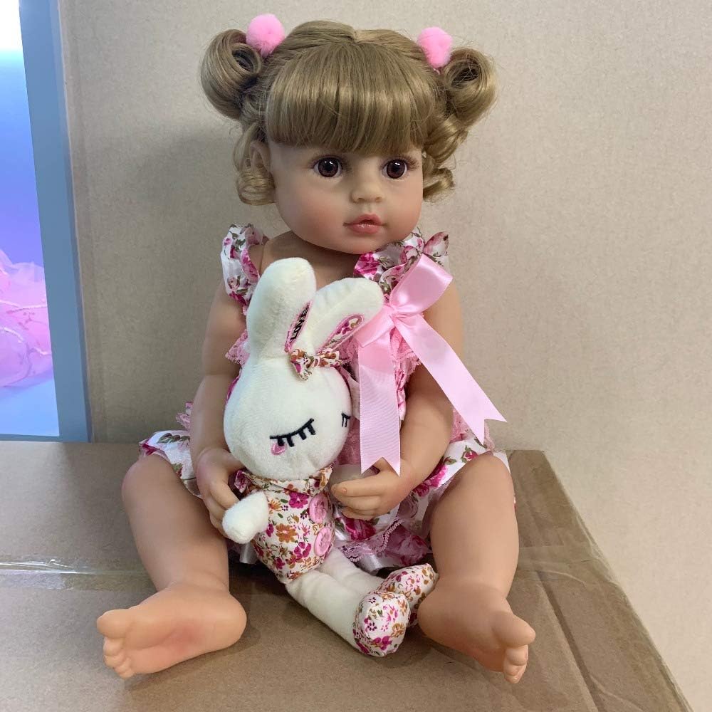 Anano 22 Inch Soft Baby Girl Doll Full Body Silicone Reborn Baby Girls