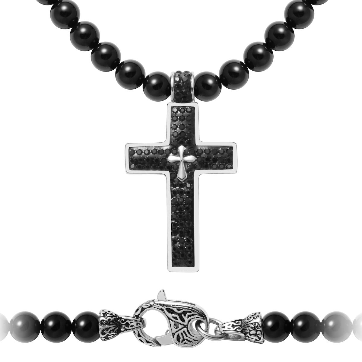 black onyx cross necklace