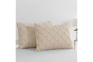 Vaulia Lightweight Microfiber Decorative Well Designed Craft Pillow Shams, Set of 2 Khaki Color King Size (20x36)