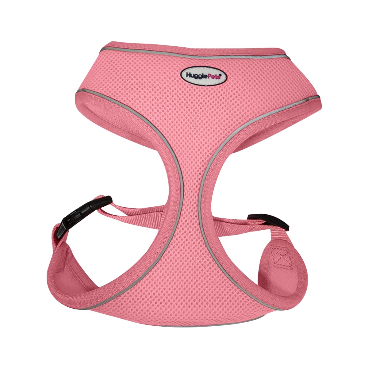 HugglePets Adjustable Waterproof Air Mesh Dog Harness - Pink (Large 53-74cm) Strong & Secure Lightweight & Breathable Harness for Large Dogs with Reflective Lining.