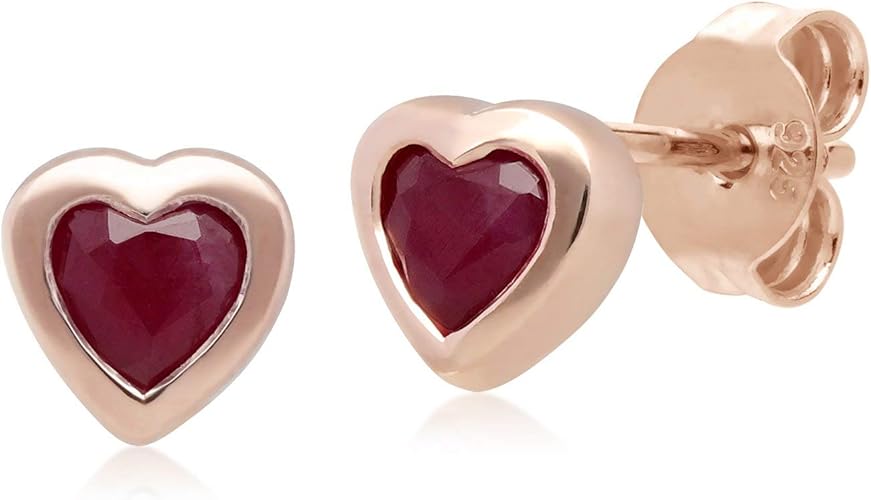 Gemondo Ruby Heart Earrings, 9ct Rose Gold 0.282ct Ruby Heart Stud earrings Amazon.co.uk Jewellery