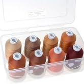 New brothread 100% Mercerized Cotton Threads with Box -8xCoffee | Multi-Purpose, Thread Weight 50S/3, 600M(660Y) Each Spool, Used for Quilting, Serger, Sewing and Embroidery