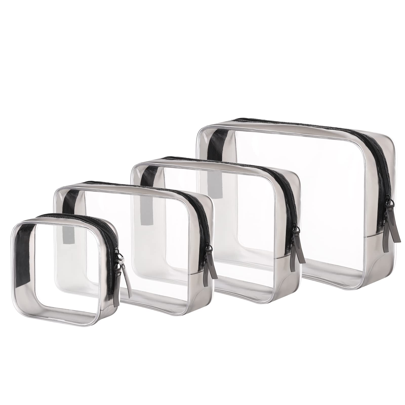 Fenrad Toiletry Bag Set 4 Pieces Transparent PVC Cosmetic Bags Waterproof Travel Set for Men, Women, Children, Family (Small, Medium, Large)