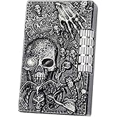 KAIEOMGN Carving Skull Antique Lighter, Vintage Cool Metal Lighters Refillable, Novelty Lighters for Men Candles Gift Ideas (No Butane Fuel). (Bright)