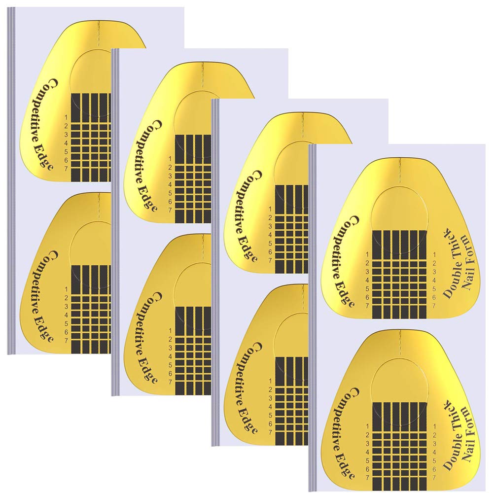 100 Pcs Nail Forms Polygel Nails Extension Forms for Acrylic Nails Self-adhesive Nail Tips Guide Stickers, Gel Nail Stickers Molds Builder Learning Curve Nail Art Equipment for Salon, Gold Horseshoe : Beauty