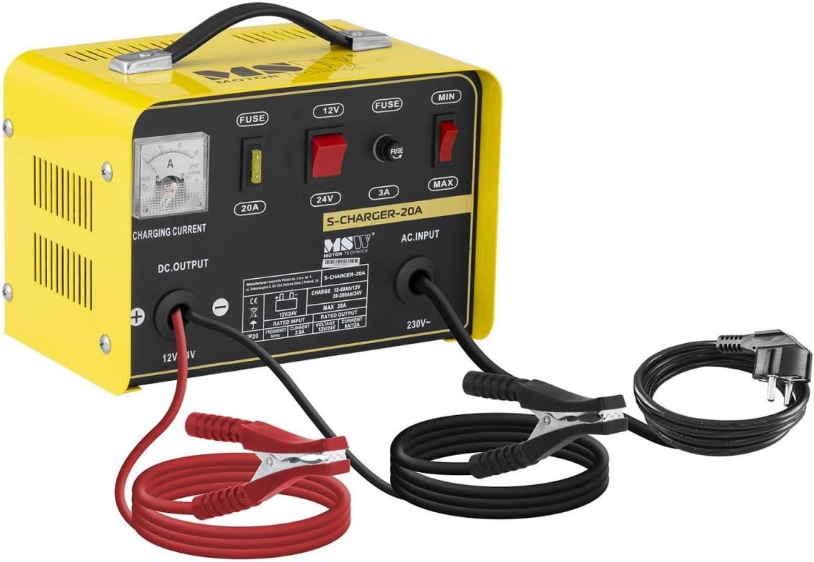MSW Heavy Duty Car Battery Charger SCharger20A (Cooling system, 12/24