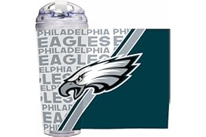 RICO INDUSTRIES NFL Football 24oz Acrylic Tumbler with Hinged Lid, Officially Licensed Double Wall Tumbler for NFL Fans