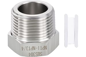 Rebower 2 Pack 316 Stainless Steel Male to Female Adapter, 1" Male NPT x 3/4" Female NPT Hex Bushing Reducer W/Sealing Tape f