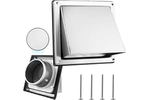 WENHUALI 4 Inch Dryer Vent Cover Outdoor with Stainless Steel Guard Dryer Wall Exhaust Vent Cap Non-Return Flap with Sealing 