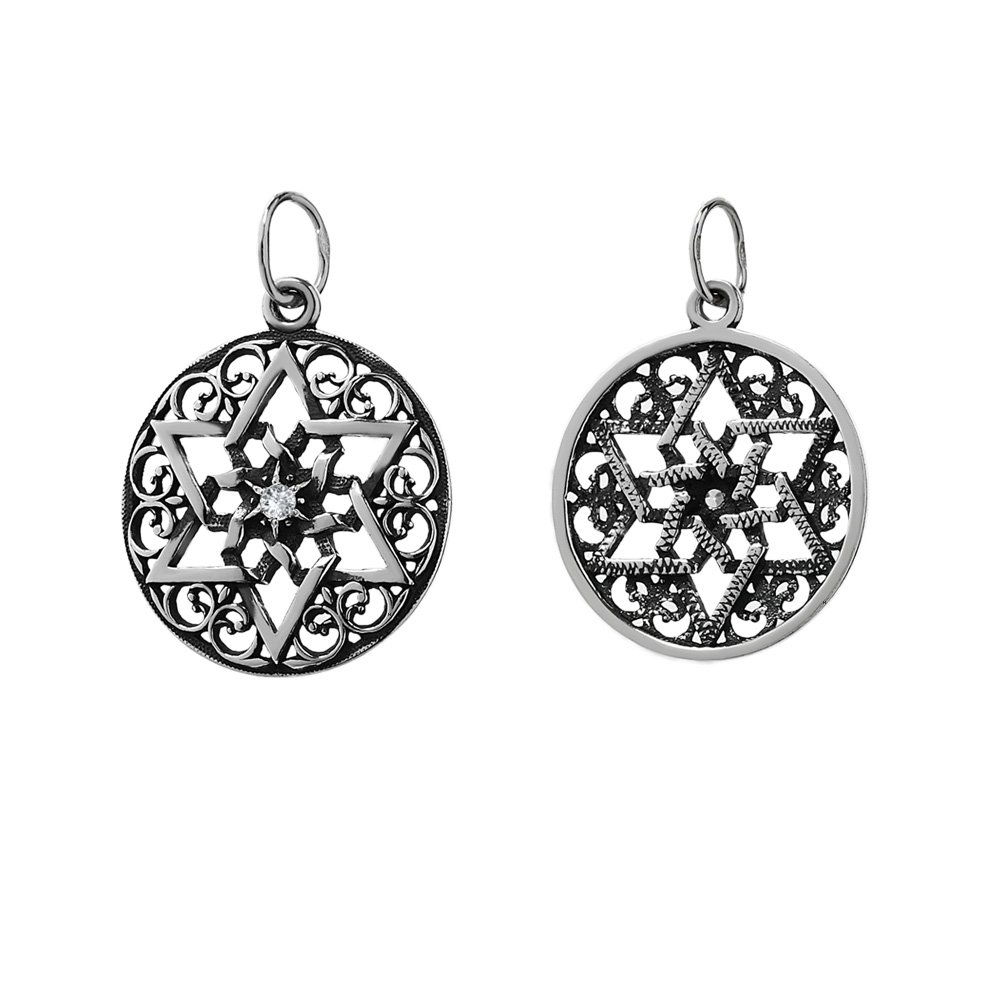 NKlaus Solid 925 sterling silver chain pendant Orthodox Star of David Hexagram 6295