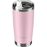 SILICANICE 20oz Insulated Tumbler with Straw, Leakproof Lid & Removable Spout, Stainless Steel, BPA & Odor Free, Car Cup Holder Friendly, Gym Office Home - Pink Sand