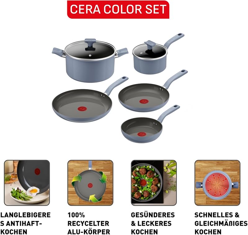 CERA COLOR ON 7tlg. Keramikset, Go Ceram Antihaftbeschichtung