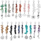 PH PandaHall 20pcs Natural Gemstone Chips Pendant Decoration Alloy Flower Pendant Keychain Stone Bead Keychain Charms with Lobster Clasps for Bag Jewelry Keychains Ornament Decor