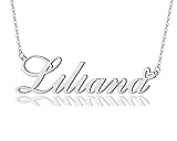 AOLO Liliana Heart Name Necklace Silver Stainless