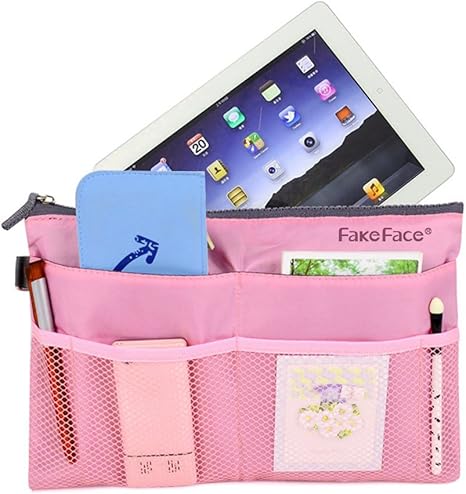 Amazon Co Jp Fakeface バッグインバッグ 多機能 大容量 収納バッグ インナーバッグ Ipad収納ケース 化粧品収納ポーチ メイクバッグ ピンク ホーム キッチン
