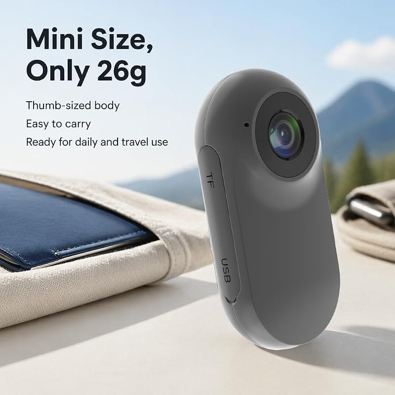 1080P Mini Action Cam Unterwasserkamera 20M Wasserdicht mit Schutzhülle, 26g Ultraleicht Bodycam, Helmkamera Motorrad POV Kamera für Fahrrad, Ski, Outdoor Abenteuer & Geschenk für Damen und Herren