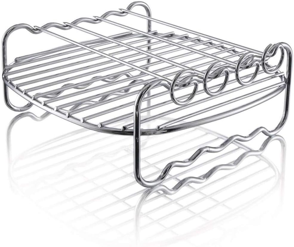 BBQ Kebab Rack, Reusable Stainless Double Layer Chicken Grill Holder Durable Barbecue Tool with