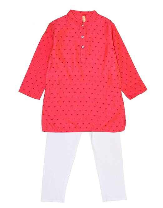 Polyester Blend Full Sleeve Kids Boys Teal Kurta Pyjamas