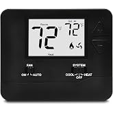 ELECTECK Digital Non-Programmable Thermostat, 1 Heat/1 Cool, Black | Compatible with Single Stage Electrical and Gas/Oil System, for home use with 4.5 sq. inch Large LCD Display