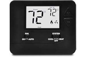 ELECTECK Non-Programmable Digital Thermostat for Home, up to 1 Heat/1 Cool with Large LCD Display, Compatible with Single Stage Electrical and Gas/Oil System, Black