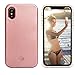 iPhone X Case, Voerou LED Illuminated Selfie Light Case Cover [Rechargeable] Light Up Luminous Selfie Flashlight Cell Phone Case for iPhone X(Rose Gold) (Rose Gold)