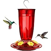 Kingsyard Hummingbird Feeder for Outdoors Hanging - 6 Bee Guard Feeding Ports & Built-in Ant Moat, Wild Bird Feeder for Outside Garden Yard Patio 16 Oz, Red