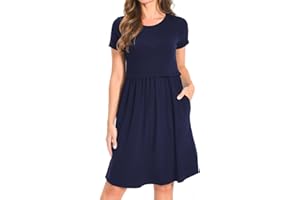 Bearsland Women's Short Sleeves Maternity Dress Nursing Breastfeeding Dresses with Pockets