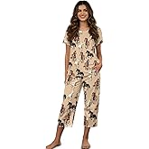 GWDDCMGYH Women's Pajamas Set Short Sleeve Pajamas Tops with Pants Sleepwear Soft Two Piece Lounge Sets with Pockets