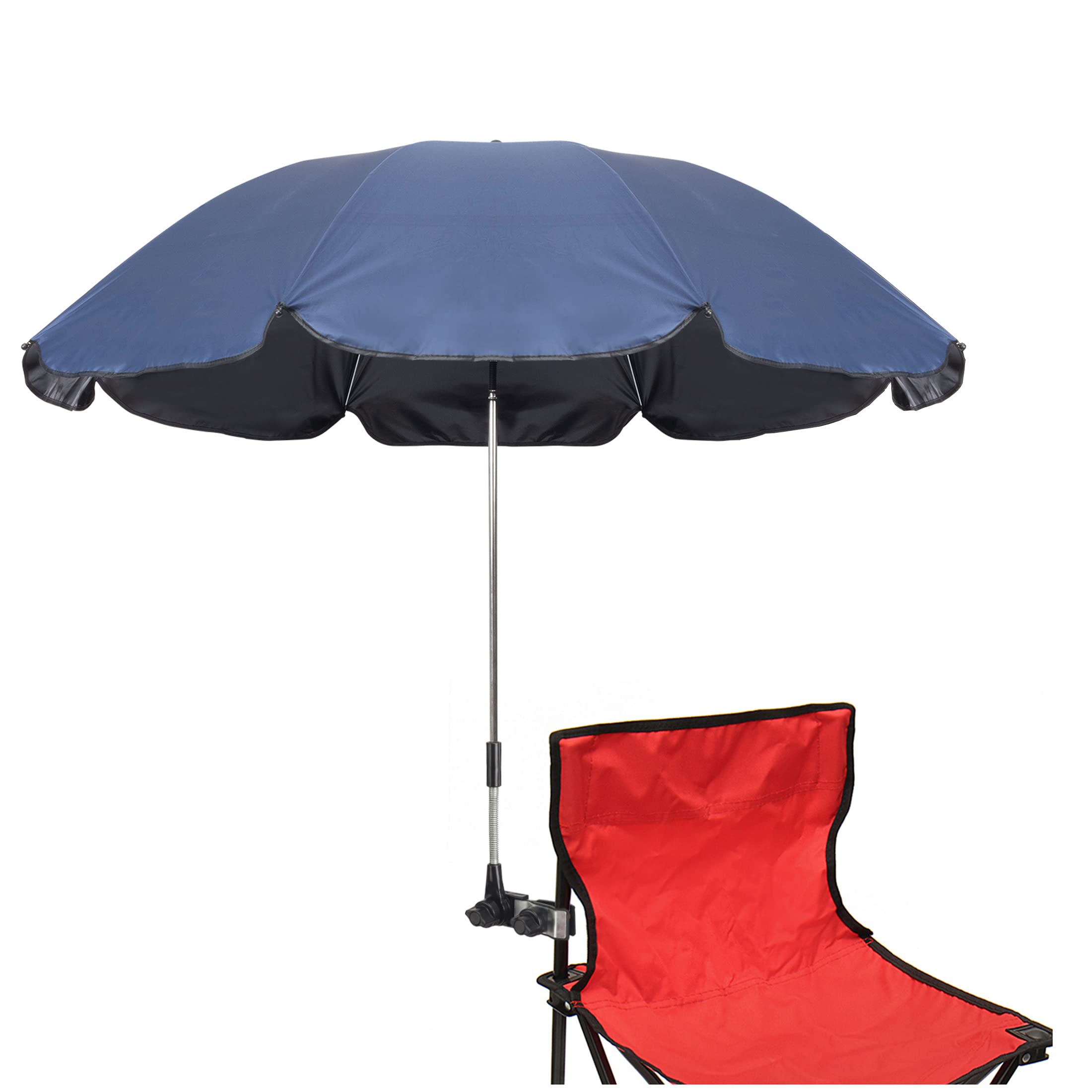 Photo 1 of ***FACTORY SEALED***GRANDMEI Chair Umbrella with Universal Clamp,46 inches UPF 50+ Clip on Parasol for Patio Beach Chairs Wheelchairs Golf Carts (Dark Blue)