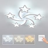 Tealight 5 Lights Star LED Modern Ceiling Light, 25" 37W Flush Mount Ceiling Light Fixture, 3 CCT(3000K/4500K/6500K) via Wall Switch Ceiling Lamp for Bedroom Living Room KidsRoom Playroom