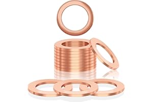 WK.HARDWARE M14 Oil Drain Plug Gasket, 30Pcs Copper Crush Washer Flat Washers, Sealing Washers Replaces - Used for Sump Plugs, Water, Fuel and Hydraulic Fittings