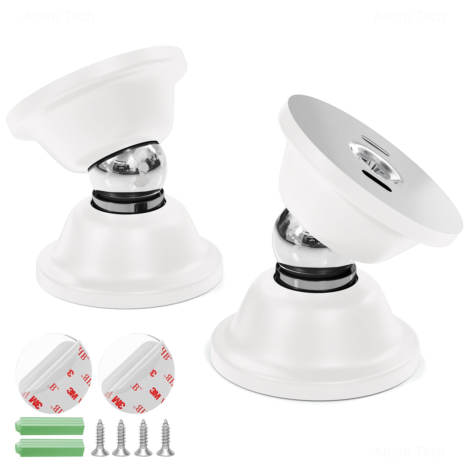 NiHome White Magnetic Door Stop for Secure Door Holding & Stopping, Easy Install Non-Obtrusive Design, Flexible Mounting Options for RV, Older Homes & Uneven Doors, Protects Walls(2PCS)