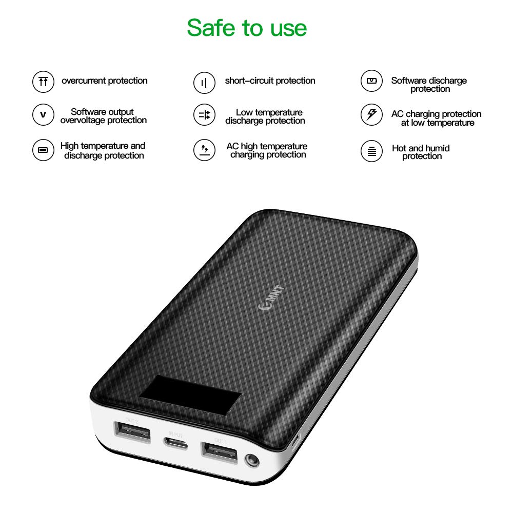 Power Bank 24000mAh High Capacity Portable Phone Charger with 2.4A Output Port, 2A Input Port, LED Indicator and 2 Quick Charging Ports for iPhone, iPad, Samsung Galaxy and Other Smart Devices-Black