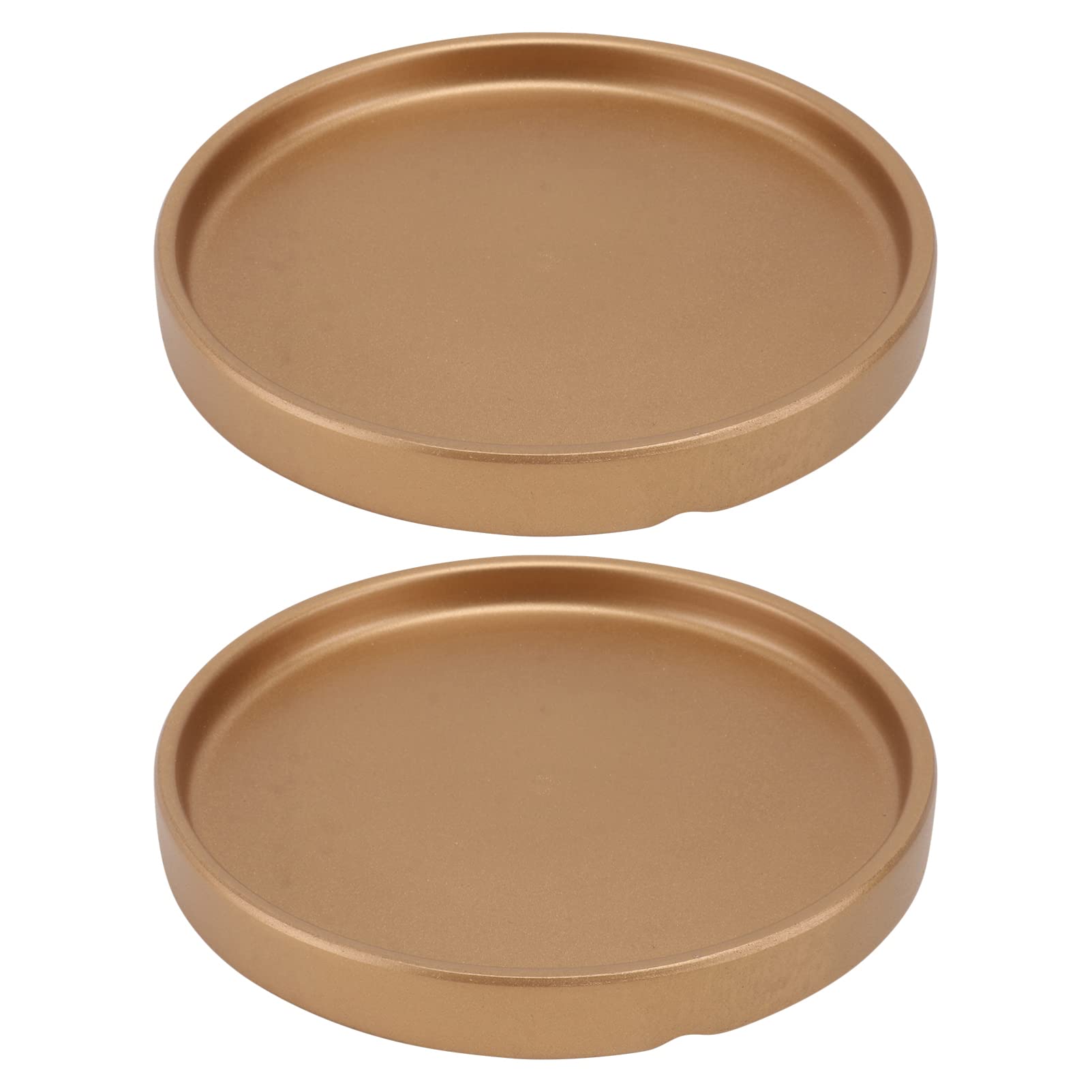 Housoutil 2pcs 6 Inch Plant Saucer, Ceramic Flower Pot Trays Round Shape Planter Tray, Flower Pot Base Trays for Garden Indoor Outdoor- Golden