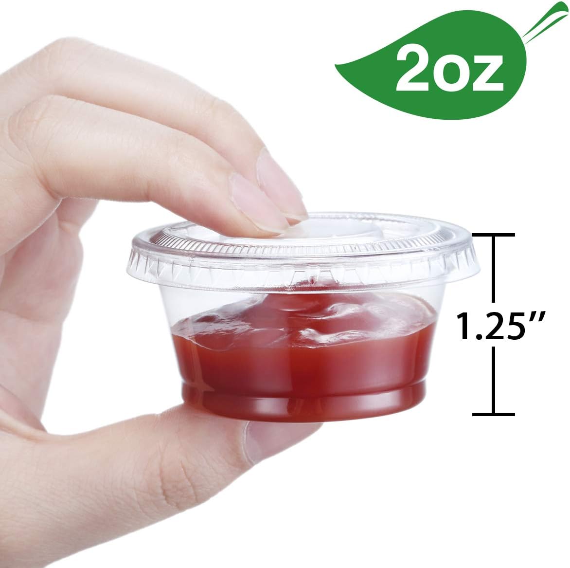 Eupako 2 Ounce Jello Shot Cups with Lids 300 Pack, 2 oz Plastic
