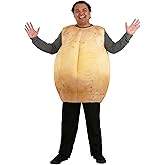 Adult Plus Size Potato Costume | Funny Food Theme Foam Backed Pullover Tunic for Halloween and Parties