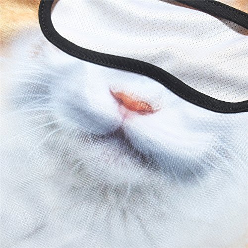 JIUSY 3D Animal Ears Balaclava Breathable Cover Hood Face Mask Sun Protection for Skiing Snowmobile Riding Hunting Music Festivals Raves Halloween Party Activities Chinese Orange White Cat MEB-24