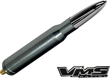 Vms Racing 50 Cal Caliber Chrome Silver Tip Bullet Antenna In Heavy Gauge Cnc Machined Billet Aluminum Short Compatible With Toyota Tacoma 95 19 1995 19 Antennas Accessories Supplies