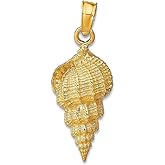 JewelryWeb 14k Yellow Gold Solid Textured Polished Conch Shell Pendant Necklace 24.1x9.8mm Pendant for Women