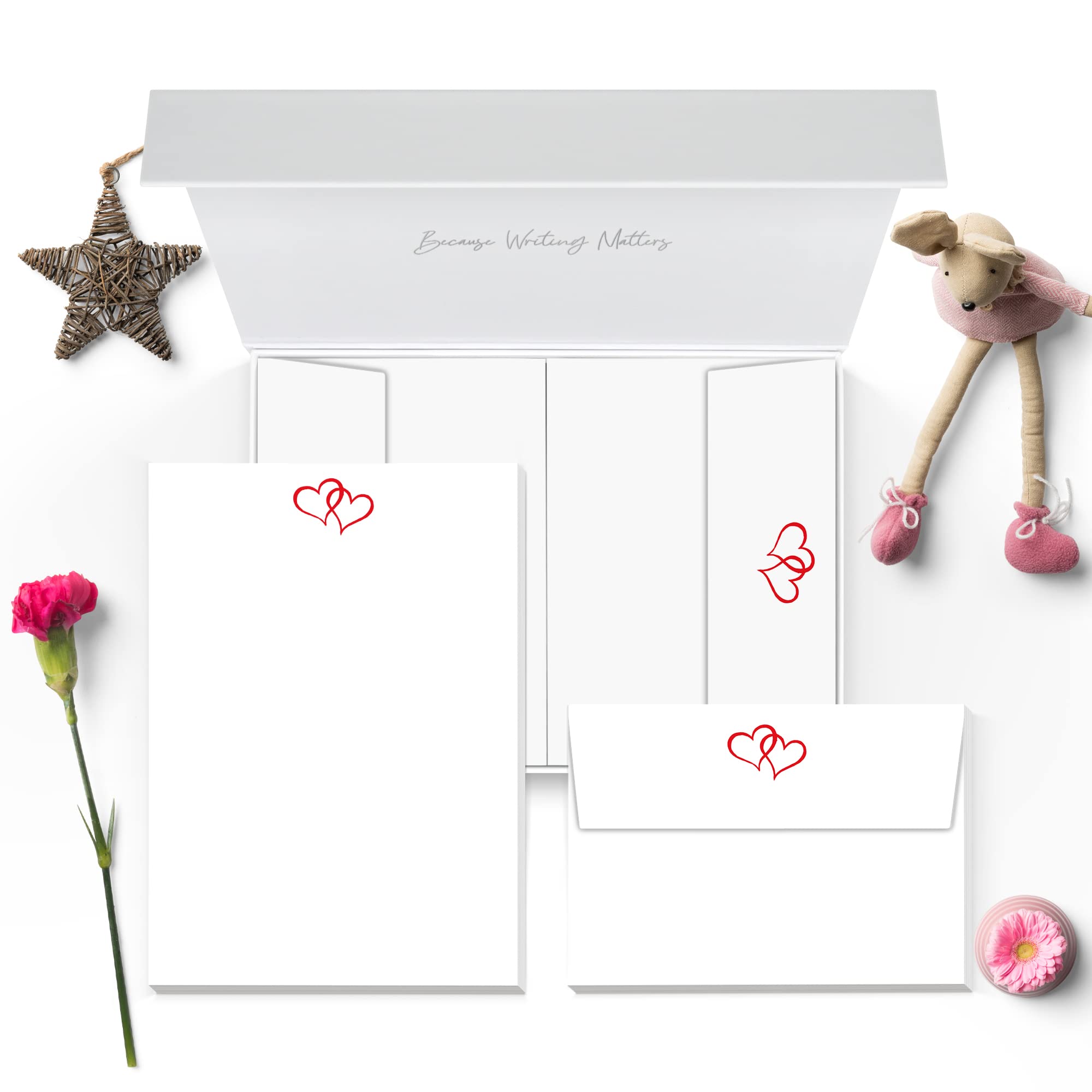 Me Loovely Double Red Love Heart Letter Writing Papers and Envelopes Set Papers A5 Size Stationary Letter Writing Supplies for Home & Office | Christmas Gifts (Pack of 40)