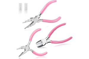 SPEEDWOX 3-Piece Jewelry Making Tools Kit Micro Jewelry Pliers Set Jewelry Making Supplies 6 in 1 Bail Making Pliers 5 Inch C
