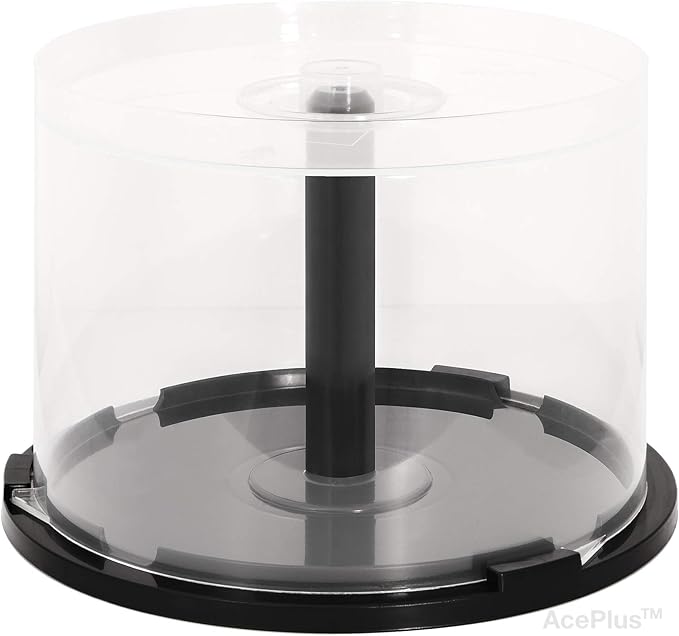 Amazon Com Aceplus Empty 50 Disc Cd Or Dvd Cakeboxes Holders In Clear Cover With Black Spindle 4 Pack Home Audio Theater