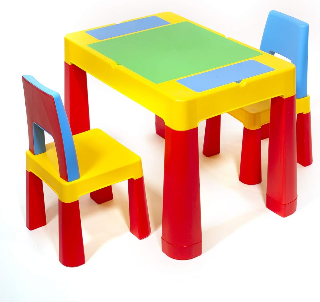 ihubdeal XL 3-in-1 Kids Activity Table Building Blocks and Chair Set Sand Table Craft Table Building Brick Table with Storage