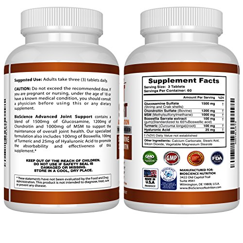 Glucosamine Chondroitin Turmeric MSM Boswellia Joint Support
