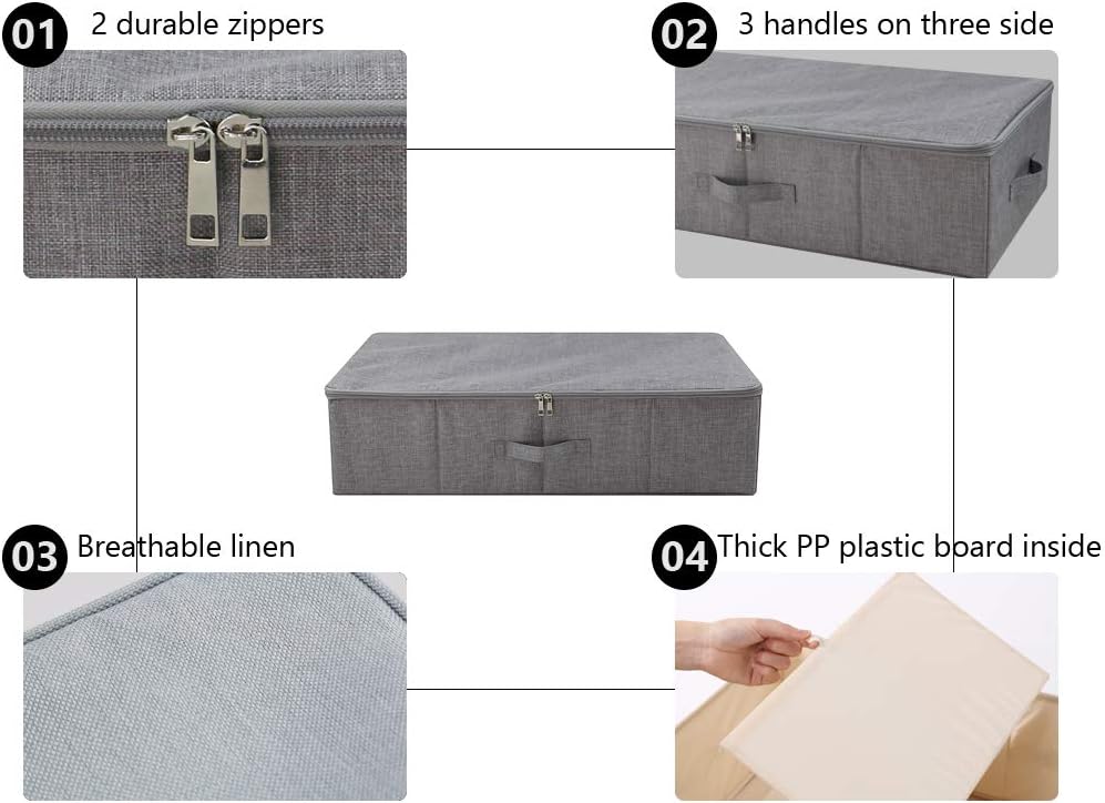 iwill CREATE PRO Under Bed Storage Container, Underbed Shoe Storage Organizer Box with Lid,Dark Gray: Home & Kitchen