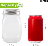 Hniuyun 12 Pack 16 oz Glass Regular Mouth Mason Jars with Lids, Clear view 2