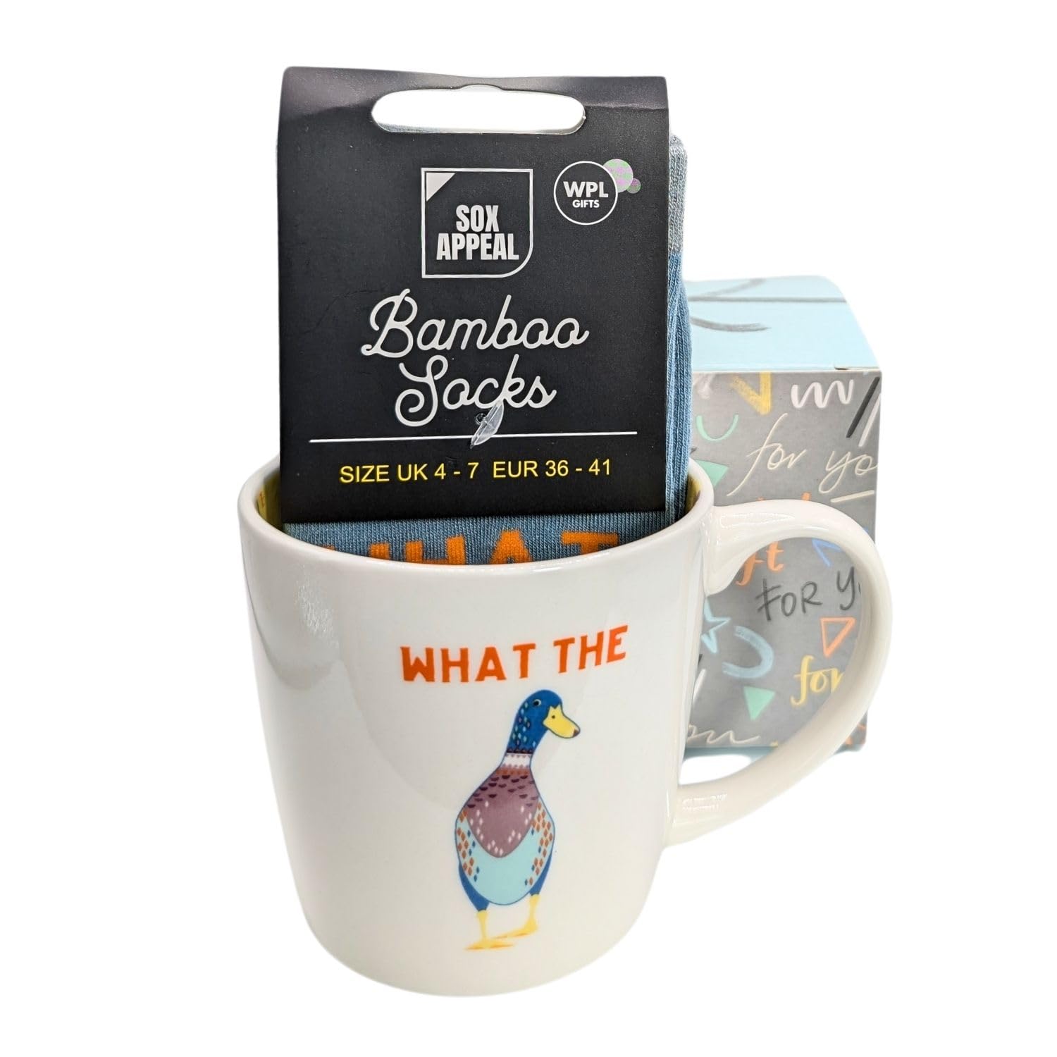 What The Duck Mug & Socks Set for Her Ducktastic! Gift Set Gift Idea MSISO143F