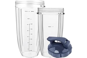 LVAINIT 3-Piece 32/24OZ NutriBullet Blender Cups and Flip-Top To-Go-Lid Set NutriBullet Replacement Parts NutriBullet Accessories Compatible with NutriBullet High-Speed Blender System 600W/900W Series