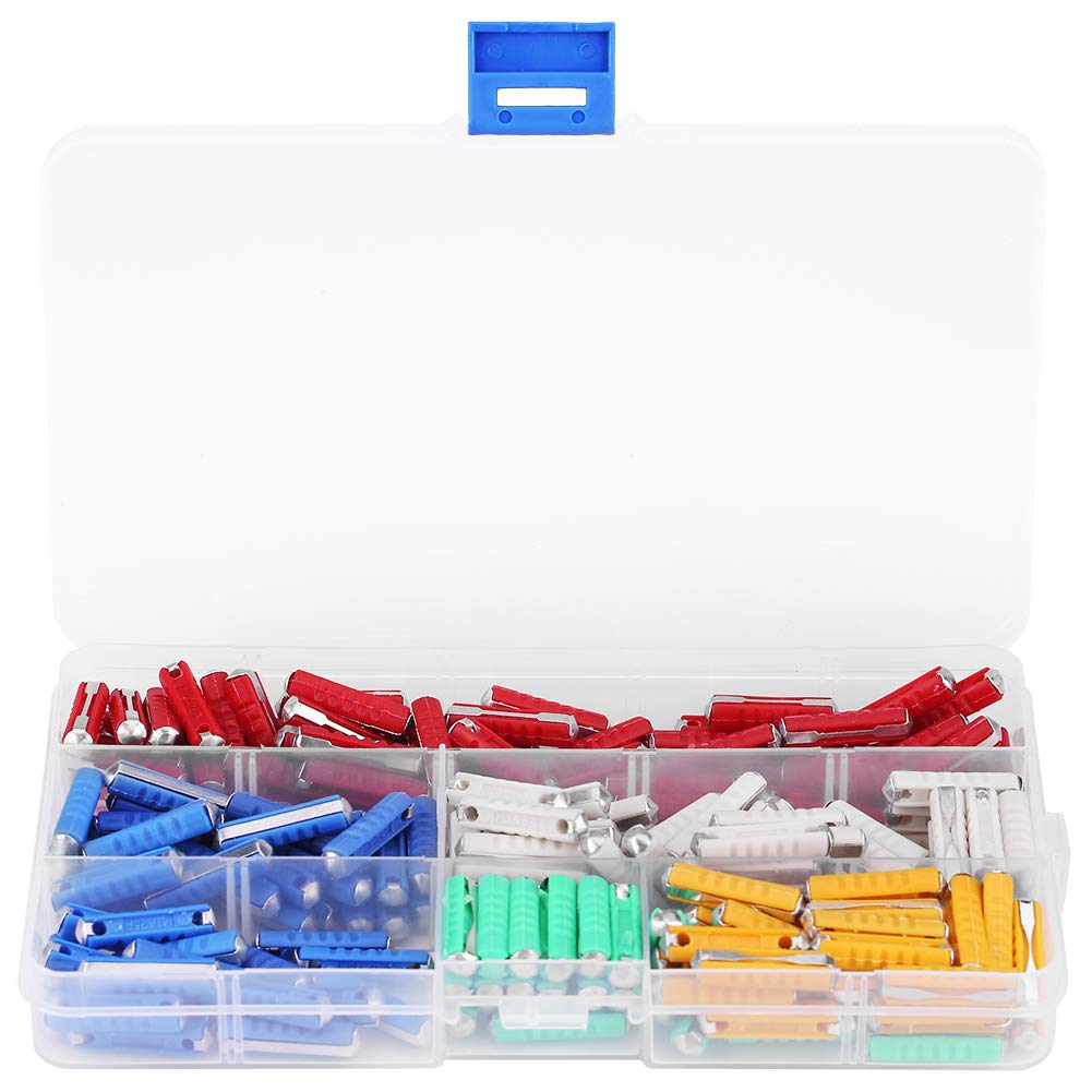 200pcs 24×5.8mm Multicolor Torpedo Shaped Car Fuses Assortment Kit Amp