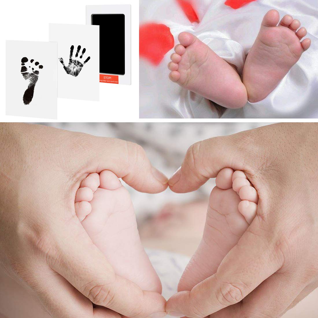 Yolyoo Baby Handprint and Footprint Ink Pad for Newborn,Inkless Infant Hand & Foot Stamp,No Mess and Baby Safe Included Safe Non-Toxic Ink Pad White